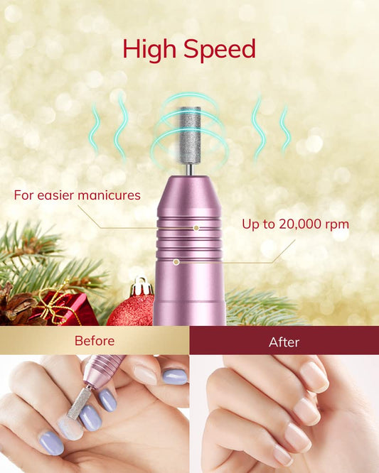 AEVO Portable Electric Nail Drill Set/ professional compact electric nail file for pedicure manicure/ grinder for acrylic gels callus, USB powered, 11 drill bits/ for home