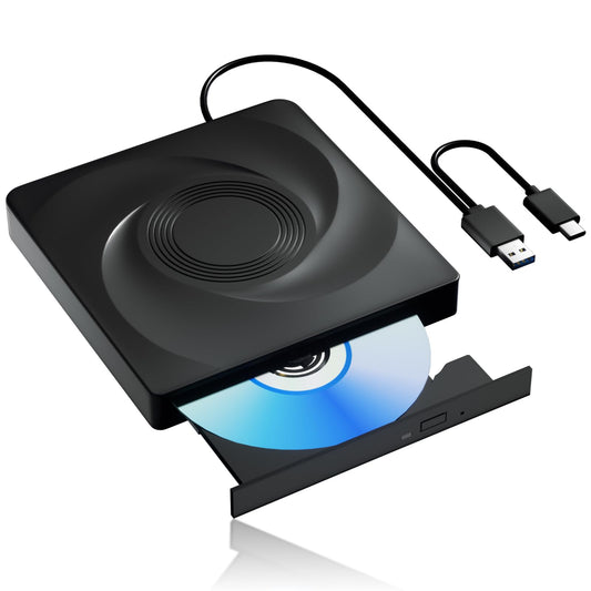 External Blu-ray drive with USB 3.0 and Type-C connectivity. Compatible with Windows, MacOS laptops, and desktops. Perfect for burning CDs/DVDs and playing Blu-ray movies.