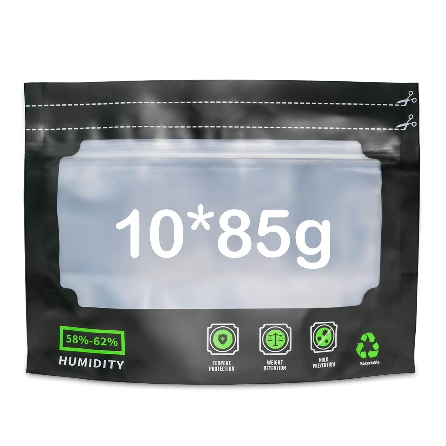 10x 85g reusable storage bags, airtight storage bags with odor control + UV protection, 25X20CM bags with integrated moisture control (58-62%)