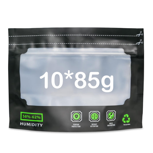 10x 85g reusable storage bags, airtight storage bags with odor control + UV protection, 25X20CM bags with integrated moisture control (58-62%)