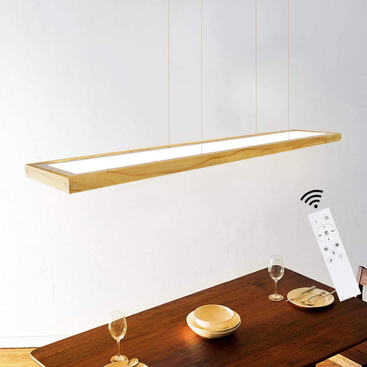 ZMH LED Pendant Light Wooden Hanging Lamp - Dining Table Lamp Dimmable Modern Design 100CM With Remote Control Hanging Height Adjustable Pendant Light for Living Room Bedroom Office