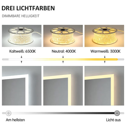 EMKE LED bathroom mirror 100x60cm with lighting 3 light color 3000-6500K cool white neutral warm white light mirror bathroom mirror with touch switch IP44 energy-saving