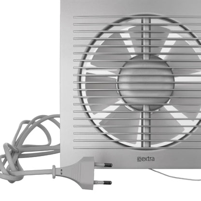EUROPLAST Ø 150mm wall fan ventilator exhaust cable switch fan kitchen bathroom with plug, color - silver.