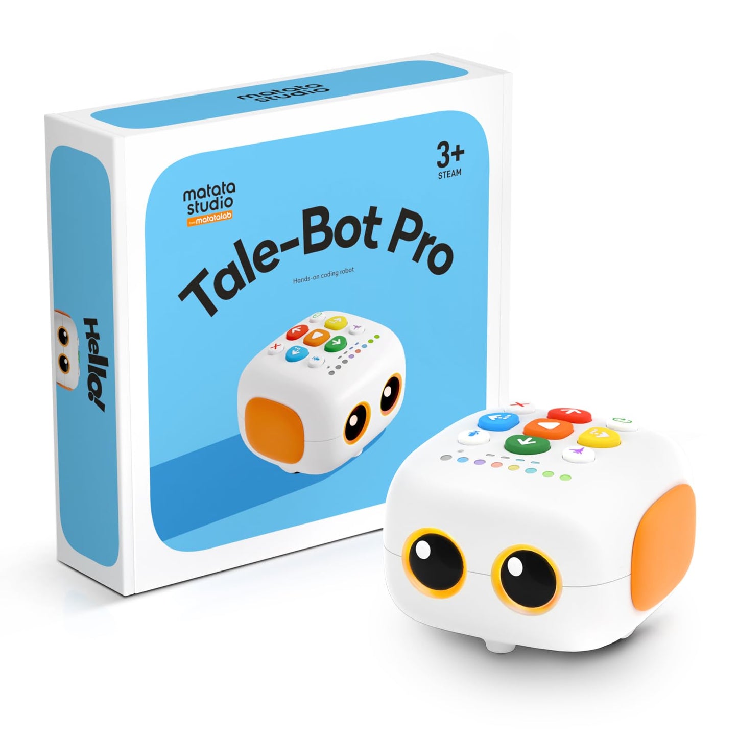 Programmable robot for children aged 3-5 years old, MatataStudio Tale-Bot Pro is a programmable robot toy kit for toddlers to learn early programming skills. STEM interactive electronic robot for ages 3+.
