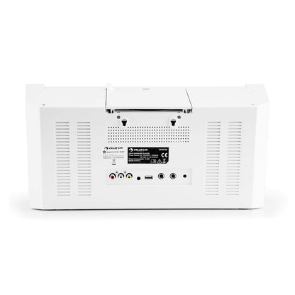 AUNA DiscoFever LED Edition - Karaoke system, machine with Bluetooth, 7" TFT screen, recording function, CD player, USB port, MP3 support, microphone, and karaoke CD, white.