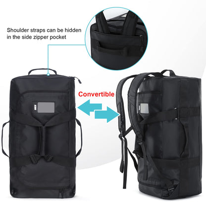 MIER Men's Sports Bag Water-Resistant Travel Bag 60L Large Heavy Duty Convertible Sports Backpack with Backpack Straps and Shoe Compartment for Gym, Sports, Travel, Duffle Bag-Black