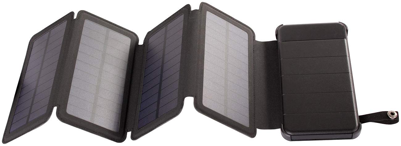 revolt solar bank: solar power bank, foldable solar panel, LED lamp, 8,000 mAh, 2.1 A, 5W (portable solar panel, USB solar panel, phone charging station)