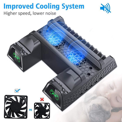 OIVO PS4 stand, PS4 fan, PS4 cooler with PS4 controller charging station for PlayStation 4/PS4 Pro/Slim, PS4 holder with PS4 charging dock, PS4 stand PS4 fan cooler with 12 game storage