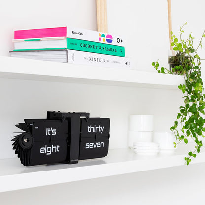 Cloudnola Flip Clock - Black on Black - Wall/Table Clock - Digital Display - Modern Living Room and Office Decor