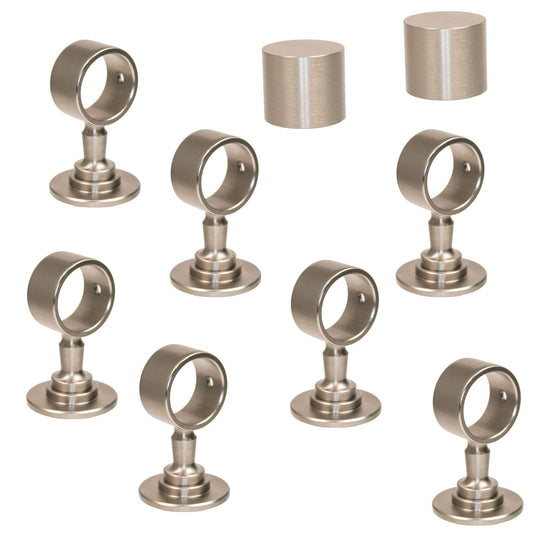 2 end caps and 7 rope holders "satin nickel" for 30mm handrail rope.