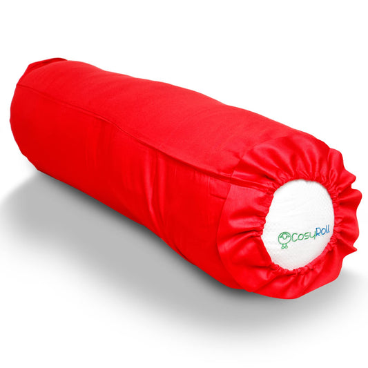 Translate: Original CosyRoll® Side Sleeper & Snuggle Pillow | Better Sleep Pillow | 100% cotton & microfiber filling | 90cm x 30cm | Pillow with Foxglove cover (Color: Red)