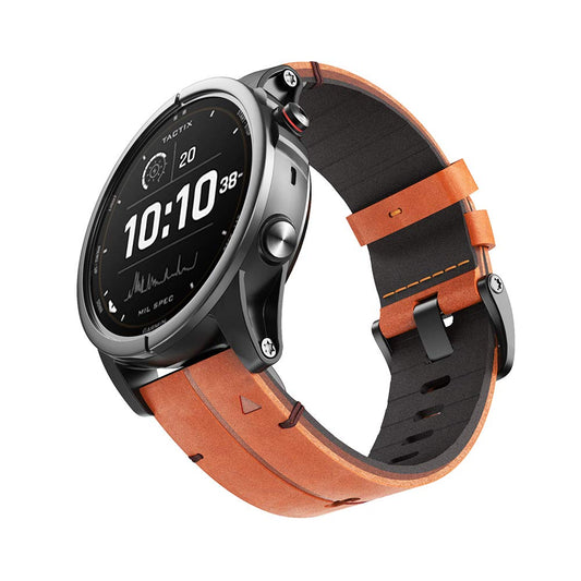 NotoCity Replacement Leather Band compatible with Garmin Fenix 7X/5X/5X Plus/6X Pro/6X Sapphire/3/3HR (26mm) Quickfit Strap for Sports & Business for Men and Women (Brown)