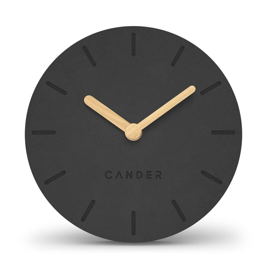 Cander Berlin MNU 2612 S tabletop clock silent without ticking 12 cm analog battery operated vintage modern grey MDF