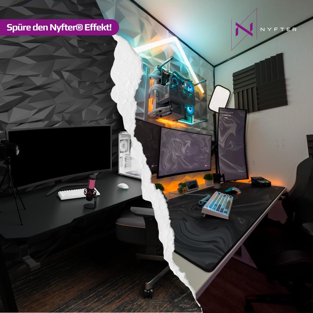 Nyfter - XXL Gaming Mouse Pad Sakura White 900 x 500mm Premium Fuji Mouse Pad Size Large stitched edges durable with high-end glide and anti-slip.