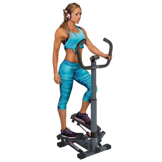JOCCA Side Stepper with Support Bars, Home Trainer for Glutes Abdomen Legs, Digital Function Counter, Max Load 100 kg, Silver/Black