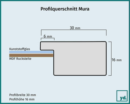 yd. Your Decoration - Picture Frame 70x100 cm - Black High Gloss - Picture frame made of MDF with acrylic glass - Anti-reflective - 70x100 frame - Mura
