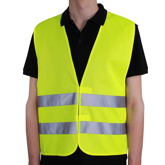 4business 100 pcs High Quality Car Safety Vest yellow EN ISO 20471 Class 2 for adults Unisize TÜV-tested washable