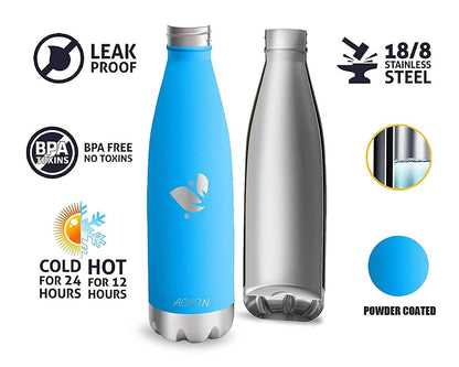 AORIN Vacuum Insulated Water Bottle - 500ml - BPA-Free, 24 Hrs Cold & 12 Hrs Hot, Ideal Thermos Bottle for Kids, School, Sports, Outdoor, Bike, Fitness