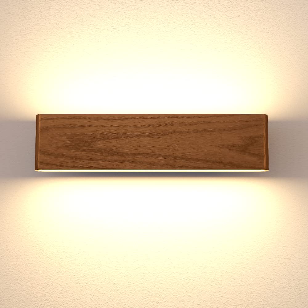 Martll Wall Light LED Wood Wall Lamp Indoor Wall Lighting for Bedroom Hallway Corridor Staircase Living Room Indoor Lighting Warm White Night Light (32cm A)