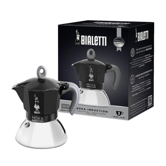 Bialetti - Moka Induction, Moka pot, Suitable for All Stove Types, 2 Cups of Espresso (100ml), Black.