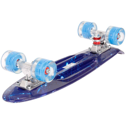 FunTomia 57cm mini cruiser board skateboard with or without LED light-up wheels including aluminum truck, ABEC-9 bearings, and T-Tool (Galaxy blue with blue LED wheels)
