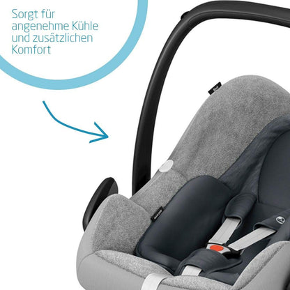 Maxi-Cosi summer cover, compatible with Maxi-Cosi car seats Rock, Pebble Plus, and Pebble Pro. Protective cover for the child car seat, ideal for hot summer days. Color: fresh grey.