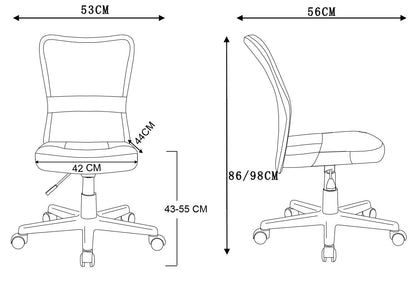 SixBros. Office chair, desk chair, swivel chair for the office or children's room, infinitely height adjustable, fabric desk chair for children, pink, H-298F/1412