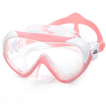 Kids Snorkel Mask, Kids Swim Mask 180° Anti-Fog Diving Mask, Kids Swimming Goggles with Nose Cover Leakproof Swim Goggle Anti-Shattered Lens for Teens 4-15 (Pale Pink)