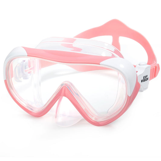 Kids Snorkel Mask, Kids Swim Mask 180° Anti-Fog Diving Mask, Kids Swimming Goggles with Nose Cover Leakproof Swim Goggle Anti-Shattered Lens for Teens 4-15 (Pale Pink)