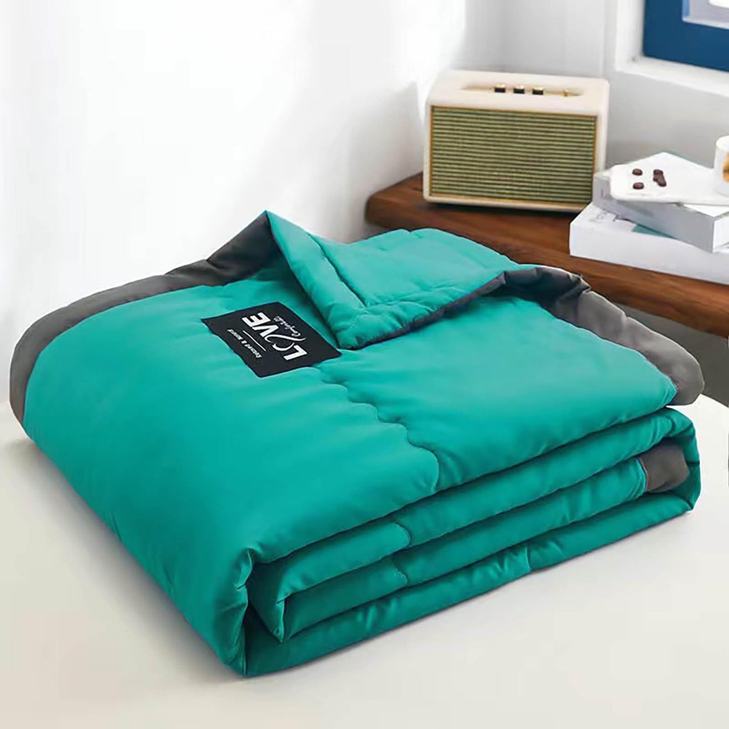 Cooling blanket, Cooling blanket for bed, Summer blanket, Ice blanket for all seasons, Lightweight cooling blanket, Cooler duvet, Duvet without cover, Mother's Day gift (Green, 100x140 cm)
