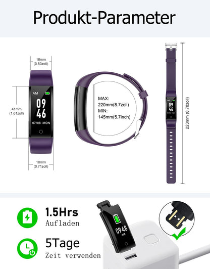 GRV Pedometer Watch without Bluetooth/App/Phone for Men, Women, and Kids. Fitness Tracker with Step Counter, Calorie Counter, Sleep Monitoring, IP68 Waterproof.