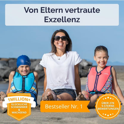Limmys Premium Kids' Life Jacket - Modern swimming aid for boys, girls, and toddlers - Comes with a handy carrying bag.
