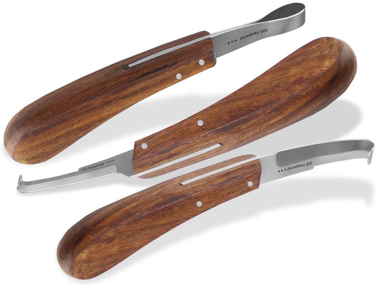 Professional Hoof Knife Set Loop wide and narrow sharp blade 3 x Hoof Knife Loop Knife Groove Knife Hoof Care Farrier Tool Special Steel Stainless Ergonomic Handle for Animals Horses