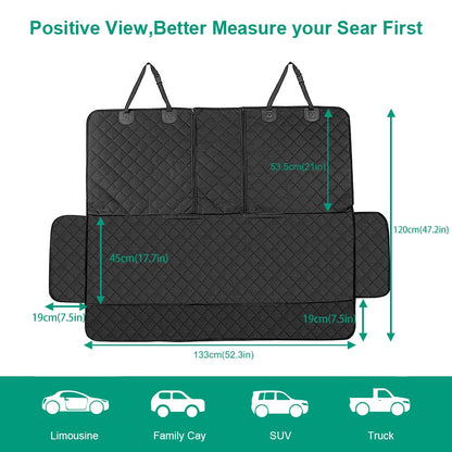 ANOSOSPECIAL Gray Dog Car Seat Cover for Back Seat, Pet-friendly and waterproof, universal fit, interior protection for car, van, SUV - perfect for kids and pets.