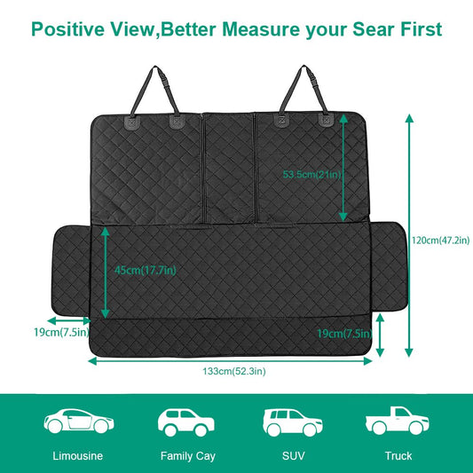ANOSOSPECIAL Gray Dog Car Seat Cover for Back Seat, Pet-friendly and waterproof, universal fit, interior protection for car, van, SUV - perfect for kids and pets.