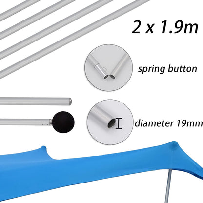 2x2m sun protection Beach Windproof Stable Beach Tent UV Protection 4-8 people sunshade beach with poles beach shelter Quick Up sun tent Sun tent Garden