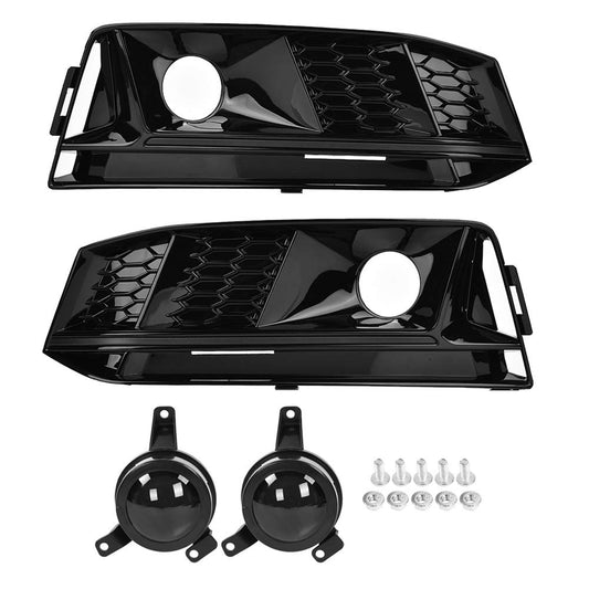 Front fog light grille, pair for honeycomb front fog light grille in S4 style with ACC for A4 B9 S-Line 17-18.