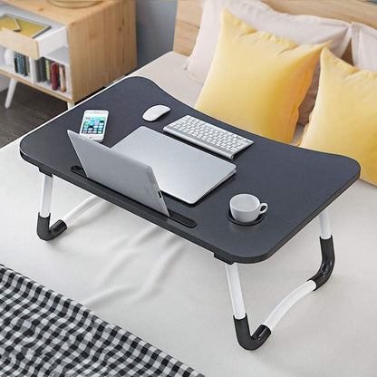 Astory laptop table, bed tray, laptop desk for bed & couch, breakfast tray with foldable legs and cup slot for breakfast in bed, recliner, sofa, 60×39 cm, black