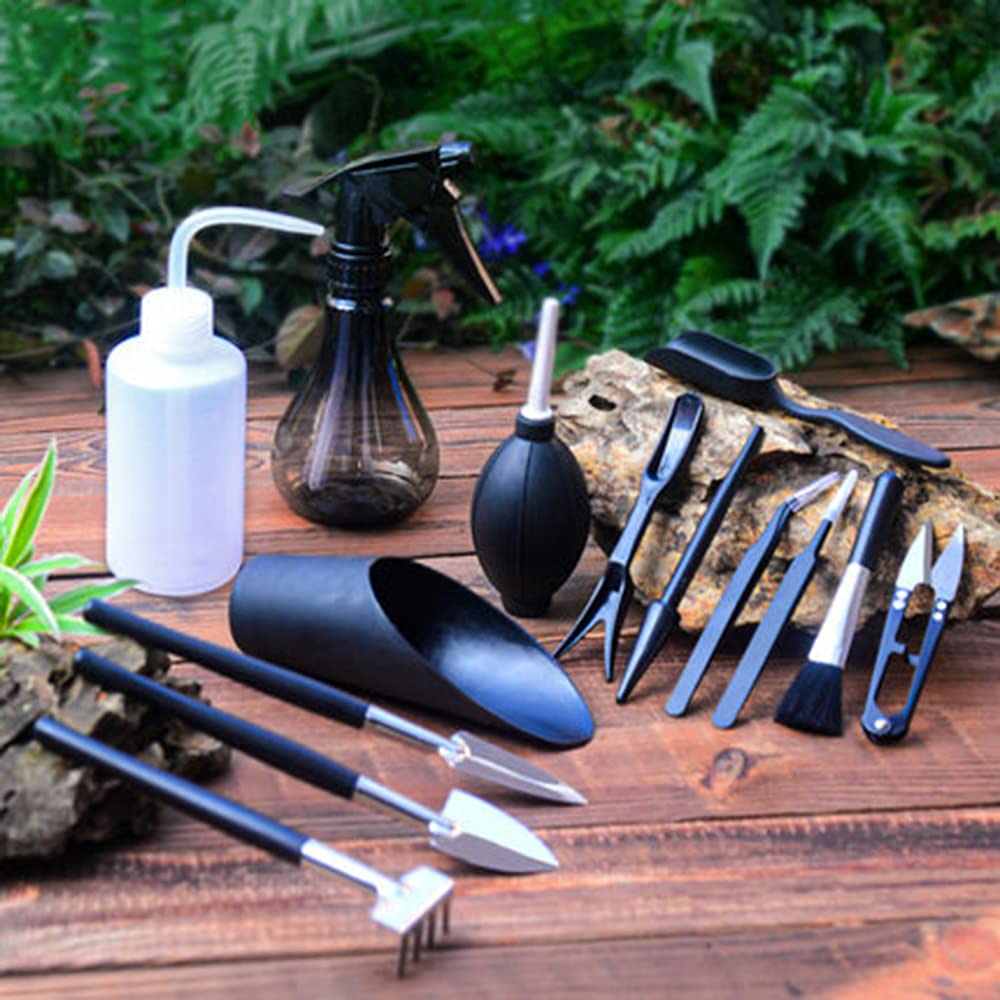Secwell 25 Pieces Mini Plant Tool Set Succulent Plant Garden Tool With Waterproof Garden Mat Foldable Mini Garden Hand Tool Set for Succulents Potted Plant