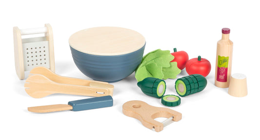 Small Foot Cutting Set Salad "Fresh" made of wood, food toy for children's kitchen, for children aged 3 and up, 12612
