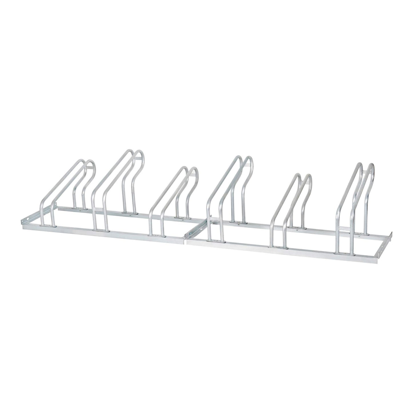 BULL bike stand, for 6 bikes, hot-dip galvanized steel construction, hoop rack, suitable for mountain bikes, for row connection and floor mounting, tire width up to 5.5 cm