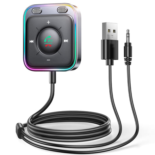 JOYROOM 2025 Aux Bluetooth Adapter Car with Hands-Free Calling, Hi-Fi Stereo Audio, USB Bluetooth 5.4 Adapter, Plug & Play Car Bluetooth Receiver Jack Aux for Car Speakers, Amplifiers.