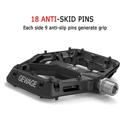 Daring Mountain Bike Pedals, Non-Slip MTB Pedals made of Nylon Fiber, 9/16-inch Bike Pedals, Lightweight and Wide Flat Platform Pedals (Black)