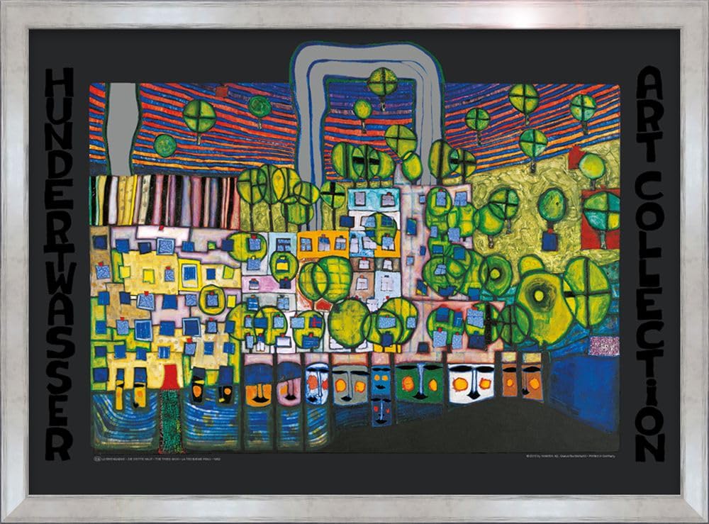 artissimo, Premium art print framed, 72x53cm, AG4690, Friedensreich Hundertwasser: Löwengasse - The Third Skin, picture with frame, wall art, poster, wall decoration