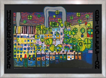 artissimo, Premium art print framed, 72x53cm, AG4690, Friedensreich Hundertwasser: Löwengasse - The Third Skin, picture with frame, wall art, poster, wall decoration