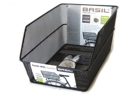Basil bicycle basket Cento WSL, black, 42 x 30.5 x 20 cm