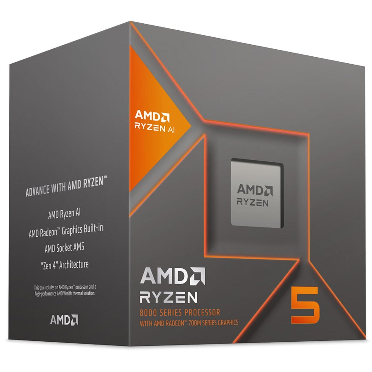 AMD Ryzen 5 8600G processor (integrated Radeon graphics, Ryzen AI, 6 cores/12 threads, 65W TDP, AM5 socket, 22MB cache, Up to 5.0Ghz max boost, with Wraith Stealth cooler)