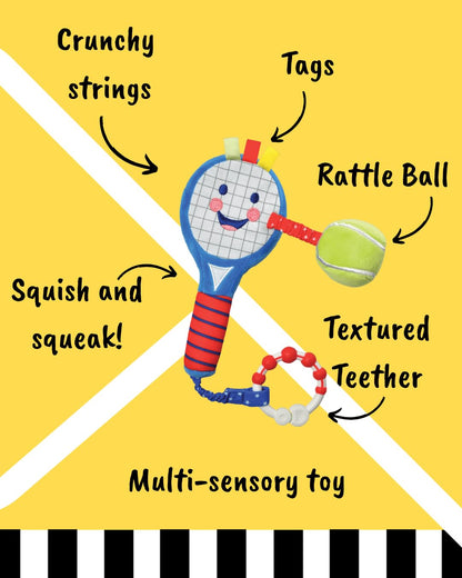 Little Sport Star Baby Tennis Racket, Sensory sports toy for babies and toddlers, Baby tennis, Gift for newborns and babies, Original British sports baby toy, First tennis racket.