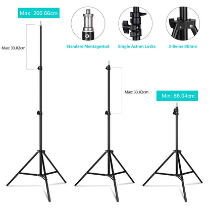 GEEKOTO Softbox Set Photo Studio 50 x 70cm, Continuous Light Studio Lighting Set with 2 Softbox Lamps E27 85W 5500K, 2m Fully Adjustable Light Stands for Studio Portraits, Product Photography, Fashion Photos, etc.
