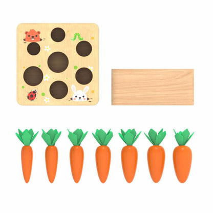 Wooden toys from 1 year | Baby fine motor skills toy for 12 month old boys and girls | Montessori sorting game wooden puzzle Carrot Harvest | Educational toy for children as a birthday gift (carrots)